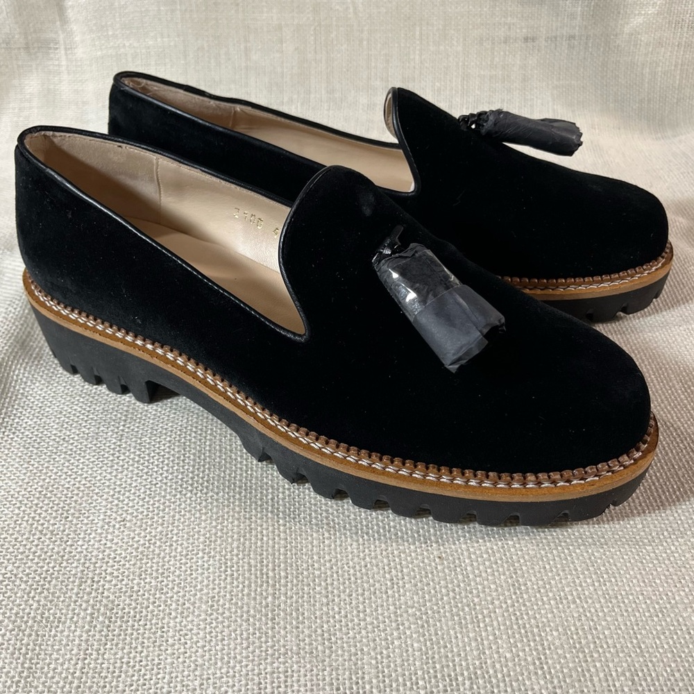 Jon Josef Gogo Lug Shoe Black Velvet NIB